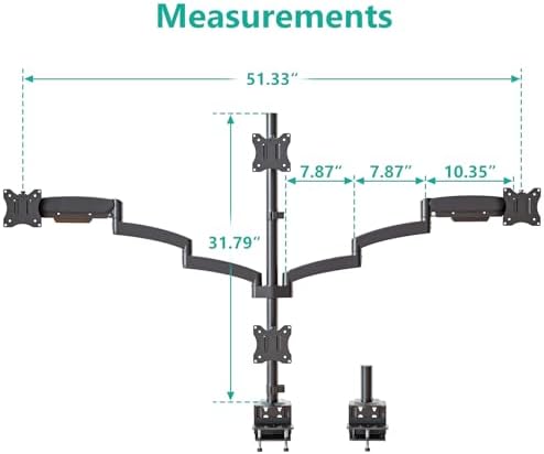 WALI Stacked 4 Monitor Mount for 13-27 inch Screens, 19.8 lbs per Arm - Image 6