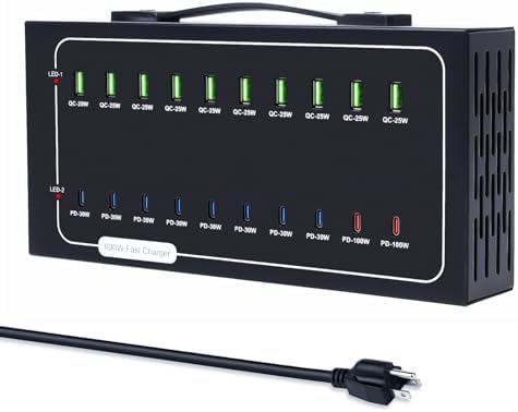 20 Port 690W USB Charging Station Dual PD100W USB C Charger for Laptop by Yoodarmx