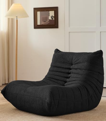 Adults Bean Bag Chairs Togo Couch Comfy Lazy Floor Sofa, Black,1 Seater by SYFERLORY