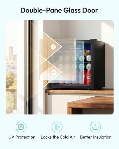 EUHOMY 48 Can Mini Fridge, 1.3 Cu.ft Beverage Refrigerator with Glass Door - Image 5