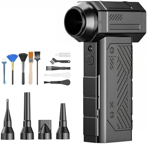 Compressed Air Duster,110000RPM Ultra-Powerful Electric Air Duster with 4-Speed Adjustable, Rechargeable Cordless Air Blower for PC Keyboard Cleaning, Car, Home by Unknown