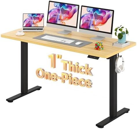 SANODESK One-Piece 1'' Thick Height Adjustable Standing Desk 60''x24'' by sanodesk