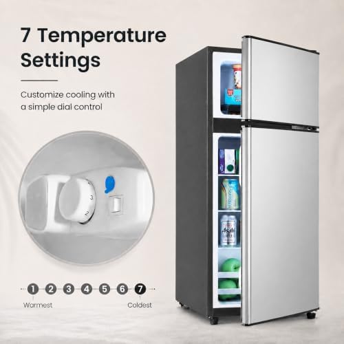 4.5 Cu.Ft Mini Fridge with Freezer, 2-Door Compact Refrigerator for Dorm/Office/Bedroom, Energy Efficient & Quiet, Silver - Image 5