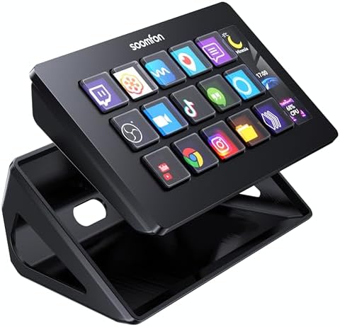 Stream Controller - SOOMFON Studio Control Deck with 15 Macro Keys & Dashboard, Customizable LCD Buttons to Trigger Actions in OBS, Twitch, YouTube, Perfect for Live Streaming Video Editing by SOOMFON
