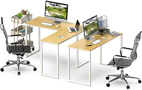 SHW Mission 48 x 48 L-Shape Home Office Computer Desk, Oak - Image 6