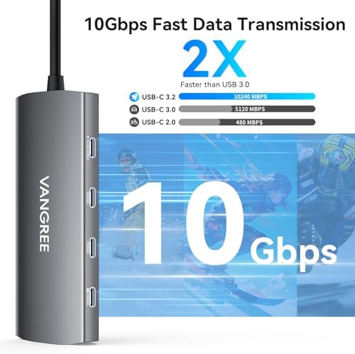 VANGREE 9-in-1 USB C Hub 10Gbps with 4K@60Hz USB-C Display Output, 100W PD - Image 3