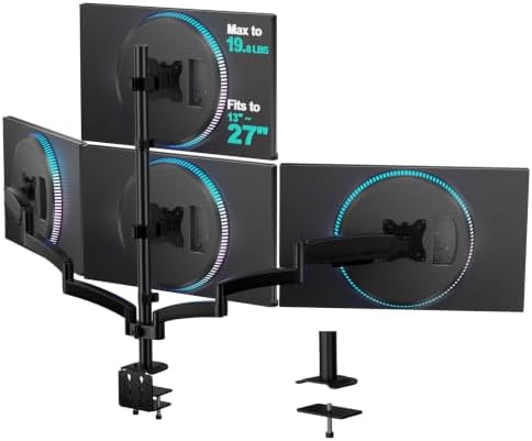 WALI Stacked 4 Monitor Mount for 13-27 inch Screens, 19.8 lbs per Arm by WALI