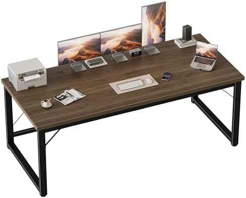 Mericonia 63x28 Inch Computer Desk, 1" Thick Large Office Table, Walnut by MERICONIA