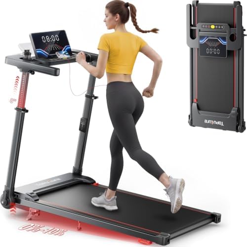 TOPUTURE Walking Pad Treadmill with Adjustable Handle Bar & Incline, Foldable Treadmills for Home Office, Portable Walking Pad with Desk, LED Display, App & Remote Control by TOPUTURE