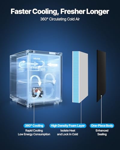 VEVOR Mini Fridge with Freezer, 1.6 Cu.Ft Compact Refrigerator w/Micron Freezer Zone, 7-Modes Adjust Temp, Energy Efficient Small Fridges, Reversible Door, Low Noise, for Bedroom Dorm Office, Black - Image 3