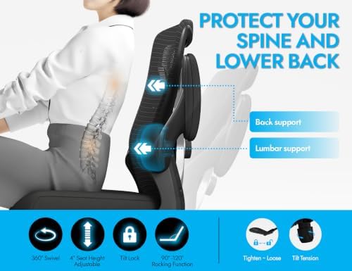 Ergalithic Office Chair: Mesh Ergonomic Desk Chair with 3D Lumbar & Swivel - Image 6