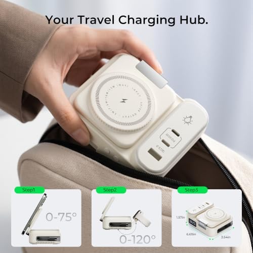 8-in-1 Foldable Wireless Charging Station for Apple Devices with Clock, 65W - Image 6