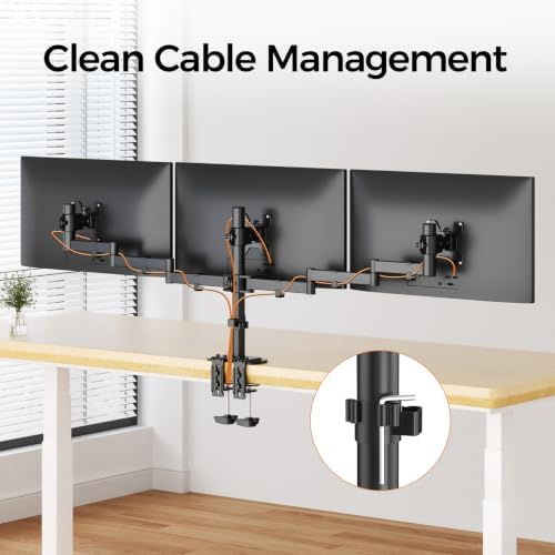 Suptek Triple LED LCD Monitor Desk Mount Heavy Duty Fully Adjustable Stand for 3 / Three Screens up to 27 inch (MD6463) - Image 7
