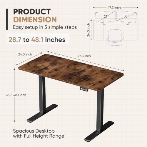 Furmax 48 Inches Electric Height Adjustable Standing Desk Home Office Desk - Image 3