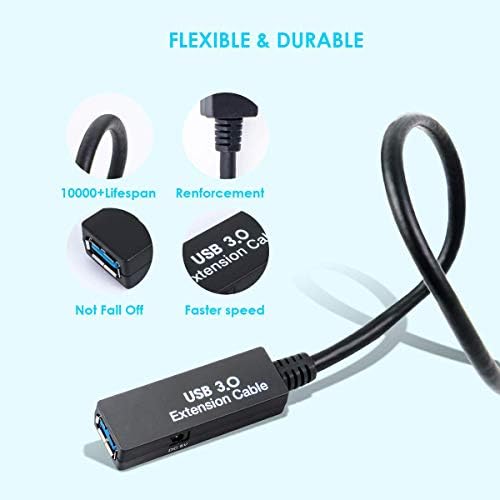 32Feet USB 3.0 Extension Cable,Type A-Male A-Female Extender Cord, With 2 Expansion Chipset Signal Boosters, Compatible With Oculus Quest 2 VR, Xbox, PS4,Webcam,Printer, Hard Drive,USB HUB Etc. - Image 5