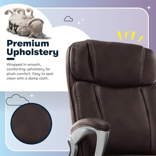 Serta Ergonomic Big and Tall Executive Office Chair Lumbar Support, Leather - Image 5