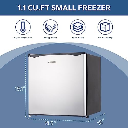 BANGSON 1.1 Cu.ft Upright Mini Freezer for Dorms Apartment, Silver - Image 4
