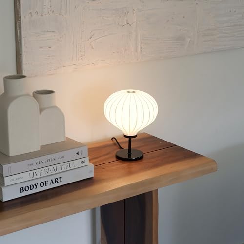 Brightech Nimbus LED Table Lamp - Unique Resin Shade & LED Bulb, Elegant Bedroom Décor - Modern Ambient LED Desk Lamp for Bedroom, Living Room - Black - Image 2