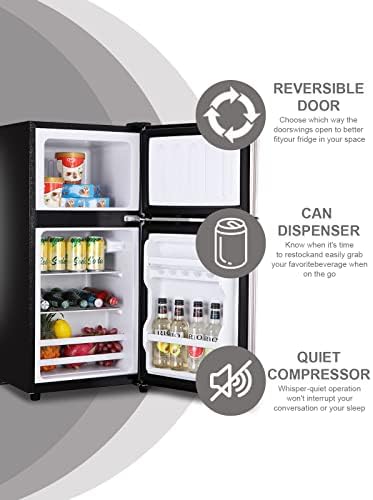 Top-Freezer Refrigerator 3.5 Cu.Ft Mini Fridge with Freezer 2 Door Silver - Image 5