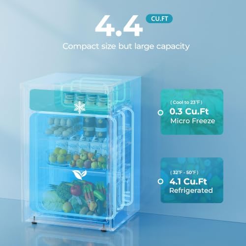 EUHOMY 4.4 Cu.Ft Mini Fridge with Freezer, Compact Refrigerator for Dorm - Image 3