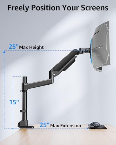 MOUNTUP Odyssey G9 Tall Monitor Arm Holds 4.4-44 lbs for 32-49 Inch Screens - Image 4