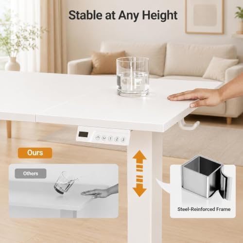 Claiks Electric Standing Desk 48x24 Inch Adjustable Desk, White - Image 5