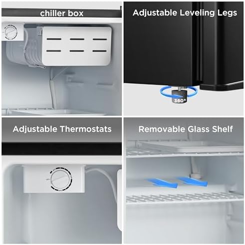 Midea WHS-87LB1 Mini Fridge, 2.4 Cu.ft Compact Fridge with 6 Level Adjustable Thermostat, Reversible Door, Low Noise for Dorm, Office, Bedroom Black - Image 6