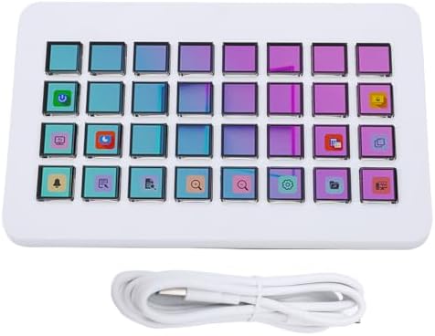 32 Key Stream Control Deck, Programmable LCD Macro Keyboard with Customizable Display, One Key Shortcut for PC Live Streaming Editing (White) - Image 7