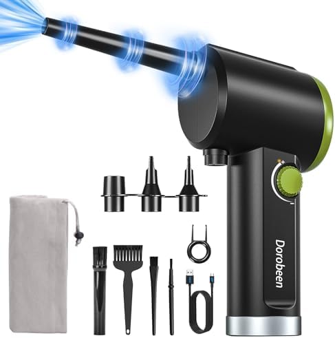 DOROBEEN Compressed Air Duster, Cordless Handheld Air Blower, Stepless Speed, 41000RPM, Portable Rechargeable Built-in Battery, Electric Air Duster for Computer Keyboard Electronics Cleaning by Dorobeen