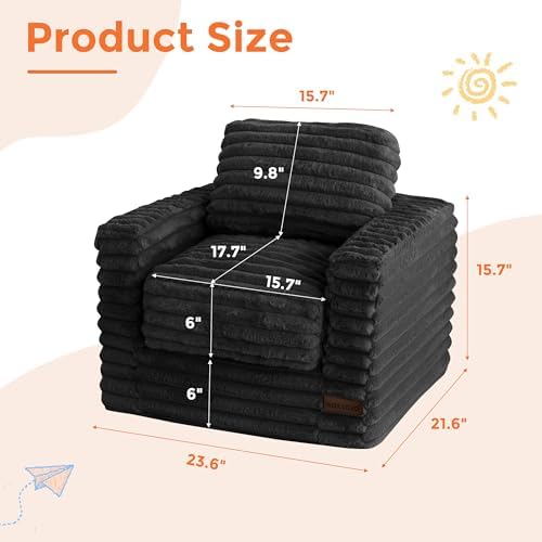MAXYOYO Kids Bean Bag Chair, Comfy Upholstered Bean Bag Sofa with Filler - Image 2