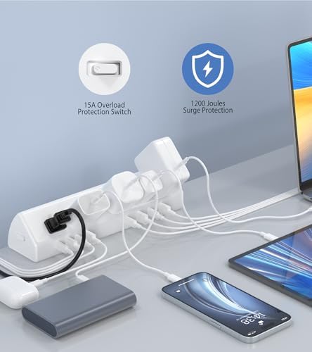 Jgstkcity Desk Clamp Power Strip USB C 45W,8 USB,15FT Cable,White - Image 5