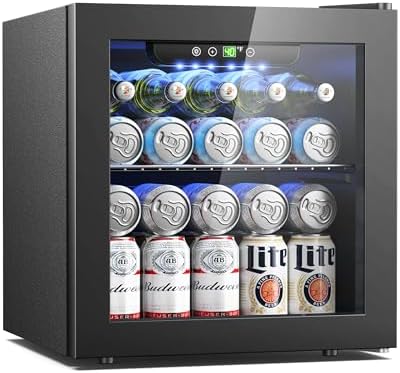 Feelfunn 50 Can Beverage Refrigerator, 1.3CuFt Mini Fridge with Glass Door by Feelfunn