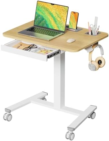 28" Mobile Standing Desk with Drawer, Portable Laptop Desk by JYLHJOYSEEKER
