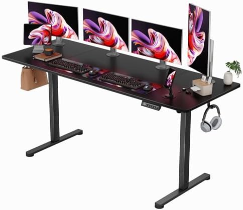 Furmax 63 Inches Electric Standing Desk, Home Office Desk with Phone Holder by Furmax