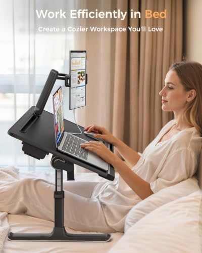 SAIJI Laptop Bed Table for Dual Screens, Lap Desk with Monitor Stand - Image 6
