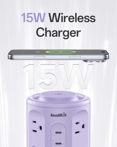 Power Strip with USB Ports,Extension Cord with Multiple Outlets (12AC+3A+2C), 6.5 FT Desk Purple Power Strip Tower Charging Station for Home, Office, College Dorm Essentials - Image 3