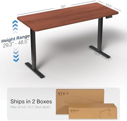 VIVO Dark Walnut 60 x 24 in Standing Desk, DESK-KIT-1B6D - Image 3