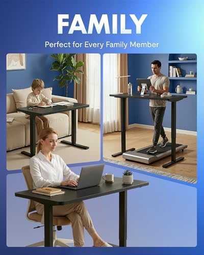 FLEXISPOT EN1 One-Piece Standing Desk, Electric Adjustable with 4 Memory Presets, 176 LBS Capacity, Stable & Quiet, Seamless Desktop for Home Office & Dual Monitors, 48"x24" Black - Image 6