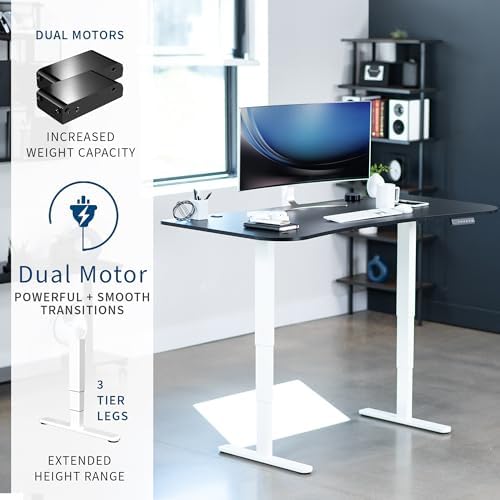 VIVO Black 63 x 32 in Standing Desk, DESK-KIT-2W1B - Image 4