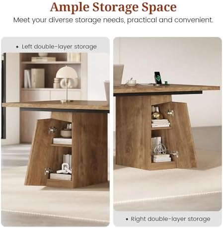 UPOSOJA 63 in Executive Desk with Power Outlets, Modern Home Office Desk with Storage Cabinet, Wood Computer Desk Business Workstation Desk Conference Table (Oak) - Image 6