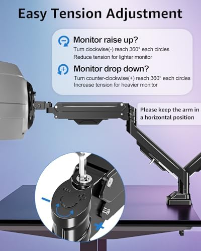 MOUNTUP Dual Monitor Stand for Max 43 inch Screens, Ultrawide Monitor Arm Height Adjustable, Heavy Duty Dual Monitor Mount, Full Motion Premium Monitors Arm, Holds 2.2 to 33 lbs, VESA Desk Mount - Image 4