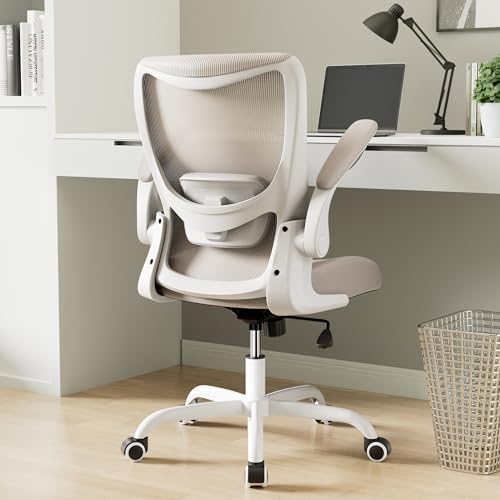 MUXX.STIL Office Chair, Ergonomic Desk Chair with Adjustable Lumbar Support and Flip up Armrest, Breathable Mesh Computer Chair for Home Office, Khaki by Unknown