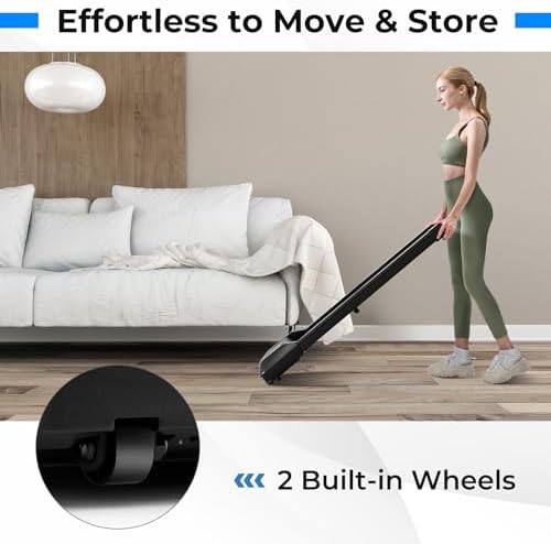 GYMAX Walking Pad, 2.25HP Under Desk Treadmill with LED Display, Remote Control & 7-Layer Belt, Compact Portable Jogging Running Machine for Home Office Small Space - Image 2