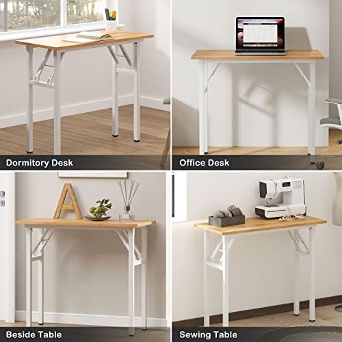 Need Small Computer Desk 31.5 in Folding Home Office Table Teak - Image 6