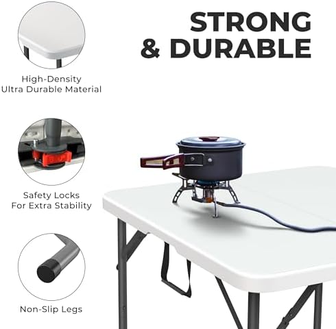 2 PACK of 34" Square Foldable Table with Built in Handle & Steel Legs | Heavy Duty Portable | Perfect for Party, Dining, Wedding, Events, Picnic Indoor, Outdoor, Camping, Utility, Temporary - Image 5