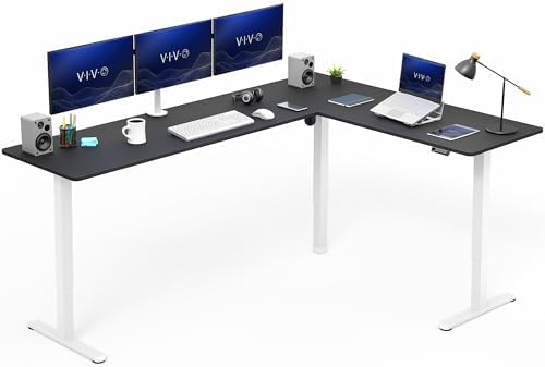 VIVO Black 84 x 63 in Corner Standing Desk, DESK-E3CTWB-84 by VIVO