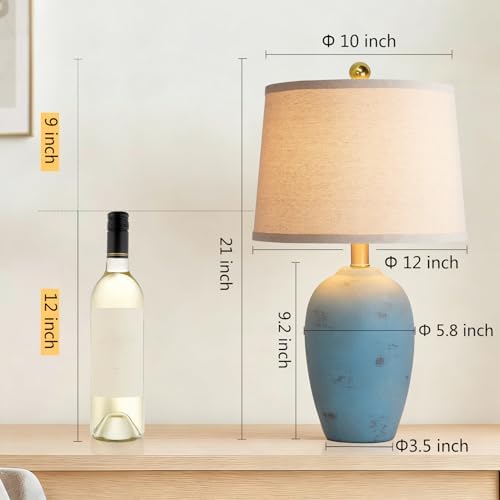 AIEAMPDO 21'' Set of 2 Coastal Small Ceramic Lamps for Bedroom - Image 3