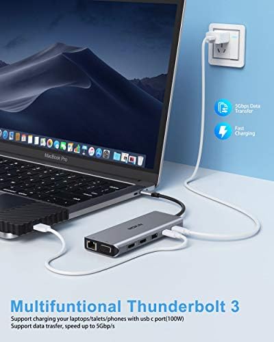 MOKiN 14 in 1 USB-C Docking Station - Dual Monitor Laptop Dock with 2 HDMI, VGA, 5 USB, SD/TF for Dell/Surface/HP/Lenovo Laptops - Image 6
