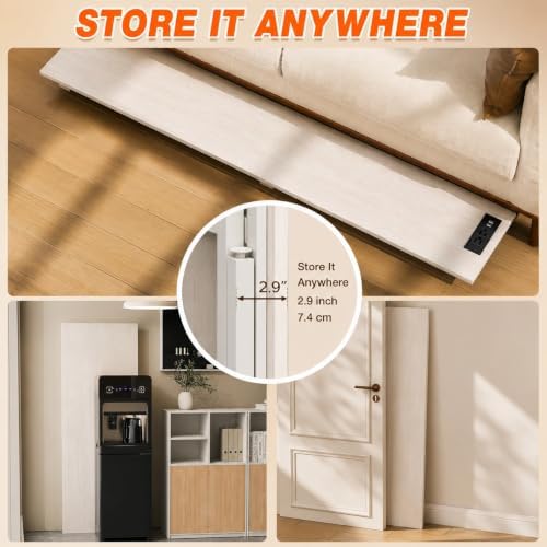 Folding Table Computer Desk - 55.1" No Assembly Folding Desk with Power Outlets & USB Charging Port, Small Desk, Foldable Office Desk, Compact Storage Portable Use for Small Space, White Ash - Image 5