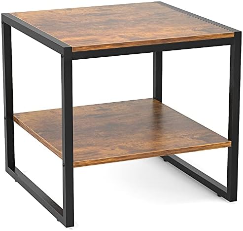 Homieasy End Table, 20 Inch Square Side Table, Mini Fridge Stand by Homieasy